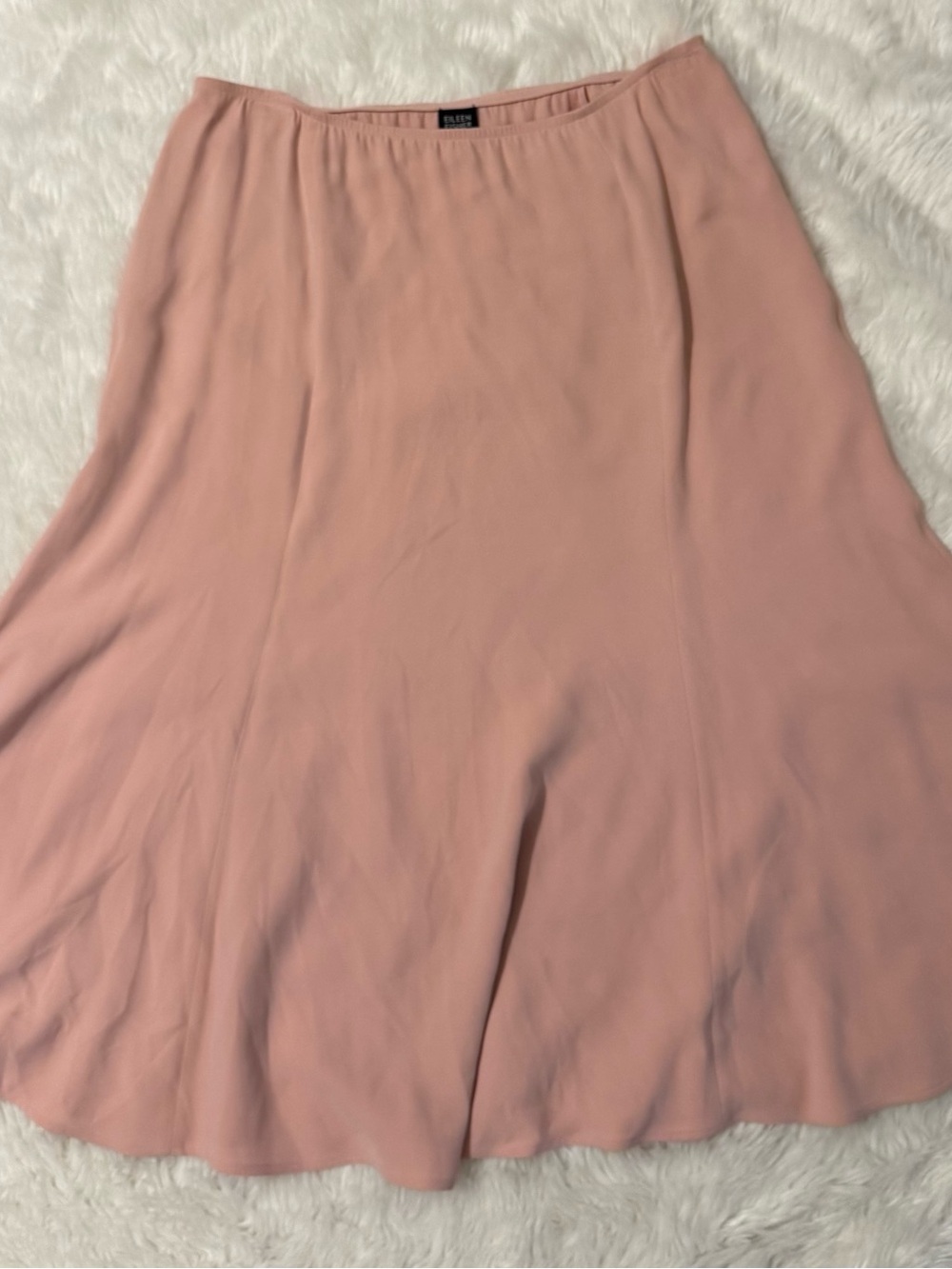 Eileen Fisher Women's XL Pink Whimsigoth Spandex 97% Silk Midi Panel Skirt
